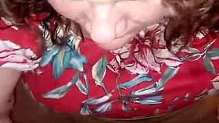 Step mommy gives handjob and sucks cock in bedroom