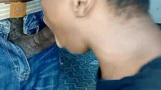 african teen gives sloppy head with cum on face 😋