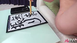 i'm renka shimizu giving a handjob and rubbing my leg on his dick while writing uncensored