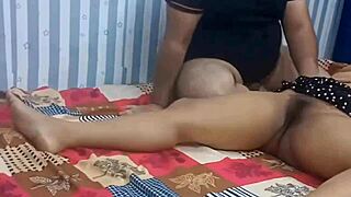 Beautiful indian step daughter plays with step mom