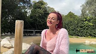 Sally's Redhead Fun With Two Huge Cocks?