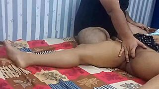 Beautiful indian step daughter plays with step mom