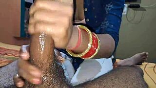 Desi village bhabhi's massage leads to cum in mouth