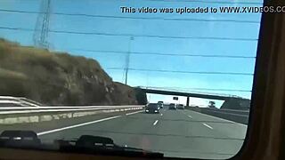 Blonde teen enjoys private time in car