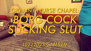 Granny nurse sucks cock in the hospital