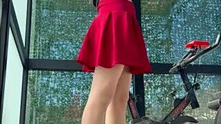 I spied on my athletic Argentine stepsister sucking dick in the gym.