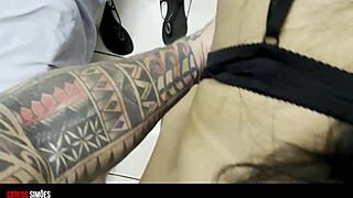 Tanned Brazilian Novinha Cleans Dorm and Submits Juicy Pussy to Bodybuilders' Cocks