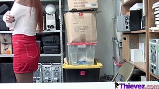 redhead gets caught by horny officer, forced to take his big cock