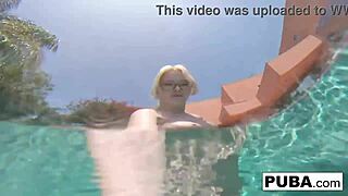 narrative of underwater pool masturbation with samantha rone, her nude body teasing in the water