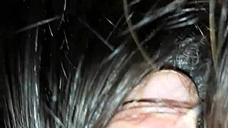 I lick her pussy in the forest until she cums, lesbian fun.