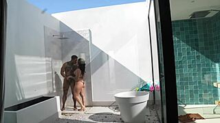 The neighbors caught us fucking in the pool bathroom and recorded it