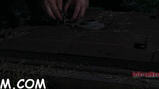 brunette sweetheart in heels fingers her tight spot with toys.