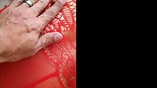 My nasty wife in sexy red lingerie shows nice pussy 😏