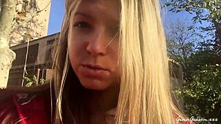 blonde teen explores barcelona outdoors