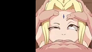 Tsunade swallows cum in facial blowjob