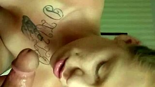 Her tattooed, hairless mouth perfectly matches my cock during this blowjob.