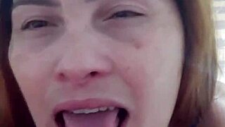 Feeling intense after the redhead shares her desires, I cum on her face