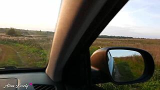 The taxi driver bends the blonde over by the car at sunset for hard fucking.