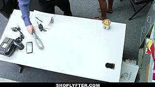 Pretty teen Ashley Aleigh is caught licking cream in the shop and gets punished in the garage