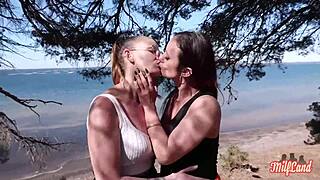 Arianna and Angelina, the voluptuous milfs, enjoy a relaxing threesome with a friend.