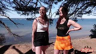 Arianna and Angelina, the voluptuous milfs, enjoy a relaxing threesome with a friend.