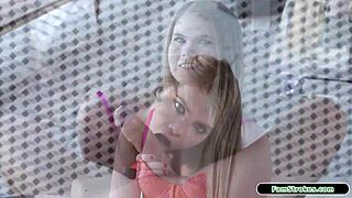 Stepsis sucks stepbro's big cock for car!