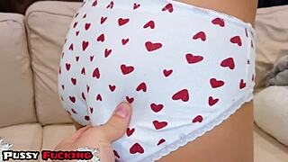 Watch the teen try on those hall panties