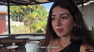 Crazy Cumwalk In Starbucks - Blowjob In Public Toilet Drinking Coffee With Sperm!