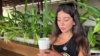 Crazy Cumwalk In Starbucks - Blowjob In Public Toilet Drinking Coffee With Sperm!