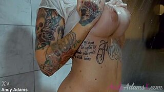 Big Tits Busty Pornstar In Wet T-Shirt Shower! Wow!