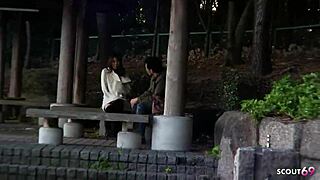 Skinny Japanese Teen Blows Stranger In Car!