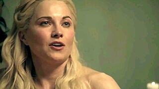 Laura Surrich, the rich pregnant slave, engages in sex with assfucking in BDSM anal scene from Spartacus!