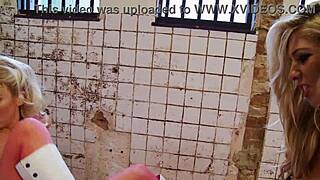 Two passionate blonde milfs feel intense pleasure fucking in a jail cell.