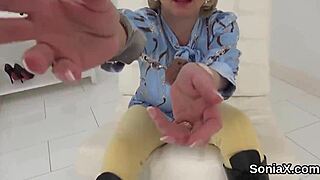 sonia, the unfaithful british milf, says 'look at my huge balloons popping out'