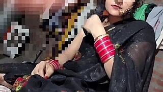 Indian bride pisses in black saree at wedding ranch.