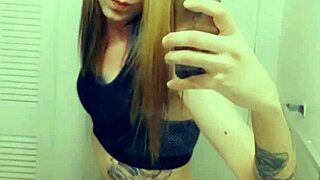 hot tranny in satin panties touches her clitty