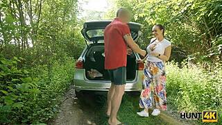 Curvy milf blows stranger in public