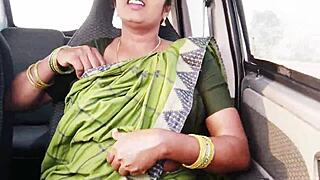 Does the beautiful Indian maid talk dirty during car sex?