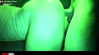 Watch This Brunette Couple's Delicious Fuck In The Dark With A Well-Endowed Guy!