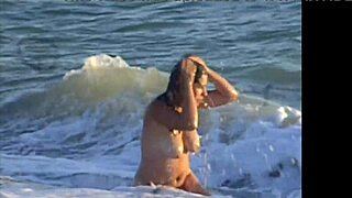 naked girl sunbathing on the public beach