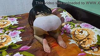 morning workout on my bed with asian teen 18+ student in thong