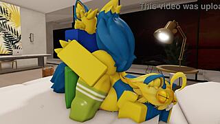 毛茸茸情侣在Roblox房子里性交。