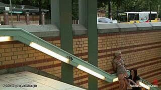 Pierced pussy blonde fucked in public pain