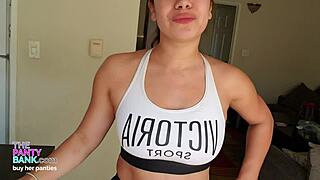 Young Latina with braces masturbates to orgasm, selling used panties.