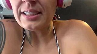 Tanned Blonde With Big Natural Tits Gets Wet In Public Gym Near Copacabana