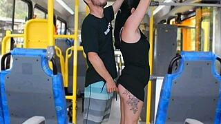 Brunette Feels Dirty Groping On Bus