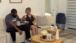 Blonde cucks husband for big black cock