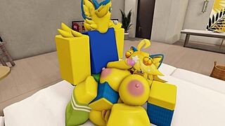 毛茸茸情侣在Roblox房子里性交。