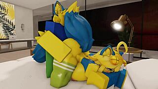 毛茸茸情侣在Roblox房子里性交。