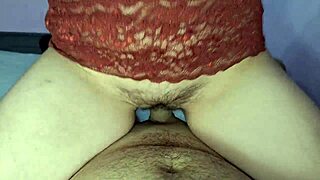 Passionate couple cums on hairy pussy in missionary